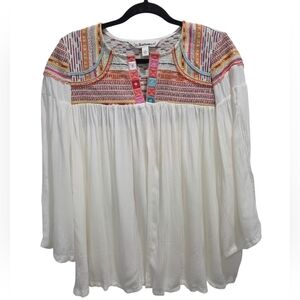 Tamtrums Womans Jacquard Embroidered Bohemian Cardigan Blouse, Medium, NWOT